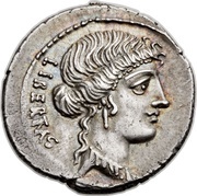 Denarius Junia: Marcus Junius Brutus; LIBERTAS / BRVTVS obverse image