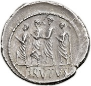 Denarius Junia: Marcus Junius Brutus; LIBERTAS / BRVTVS, Rome, 54 BC reverse image