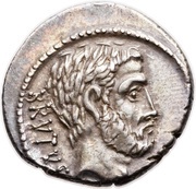 Denarius Junia: Marcus Junius Brutus; BRVTVS / AHALA obverse image