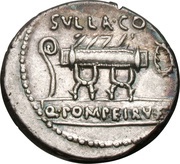 Denarius Pompeia: Quintus Pompeius Rufus; Q•POMPEI•Q•F RVFVS COS / SVLLA•COS Q•POMPEI•RVF, Rome, 54 BC reverse image