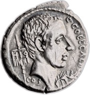 Denarius Coelia: Gaius Coelius Caldus; C•COEL•CALDVS COS HIS / L•CALDVS VII•VIR•EPVL C•CALDVS I MP•A•X CALDVS•III•VIR obverse image