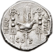Denarius Neria: Gnaeus Nerius; NERI•Q•VRB / L•LENT C•MARC COS, Rome, 49 BC reverse image