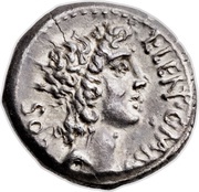 Denarius Cornelia: Lucius Cornelius Lentulus Crus; L•LENT•C•MARC COS / Q; Apollonia-Mordiaeum mint obverse image