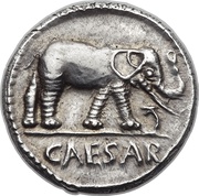 Denarius - Julius Caesar CAESAR; Elephant, Rome, 49 BC - 48 BC reverse image