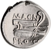 Denarius - Pompeius Magnus CN•PISO•PRO•Q NVMA / MAGN PRO•COS, Rome, 49 BC - 48 BC reverse image