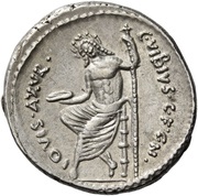 Denarius Vibia: Gaius Vibius Pansa Caetronianus; PANSA / C•VIBIVS•C•F•C•N IOVIS•AXVR, Rome, 48 BC reverse image