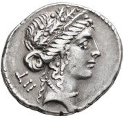 Denarius - Julius Caesar CAESAR; Trophy obverse image