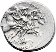 Denarius Plautia: Lucius Plautius Plancus; L•PLAVTIVS / PLANCVS, Rome, 47 BC reverse image