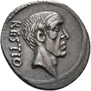 Denarius C. Antius Restio; RESTIO / C·ANTIVS·C·F obverse image