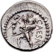 Denarius - Julius Caesar CAESAR; Aeneas, Rome, 47 BC - 46 BC reverse image