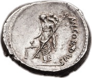 Denarius Cordia: Manius Cordius Rufus; RVFVS•III•VIR / MN•CORDIVS, Rome, 46 BC reverse image