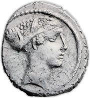 Denarius Carisia: Titus Carisius; T•CARISIVS III•VIR obverse image