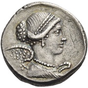 Denarius Carisia: Titus Carisius; T•CARISI obverse image
