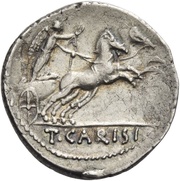 Denarius Carisia: Titus Carisius; T•CARISI, Rome, 46 BC reverse image