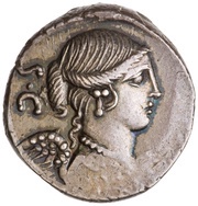 Denarius Carisia: Titus Carisius; S•C / T•CARISI obverse image