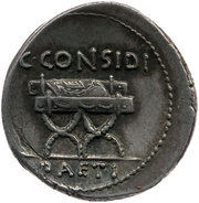 Denarius C. Considius Paetus; C•CONSIDI PAETI, Rome, 46 BC reverse image