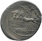 Denarius C. Considius Paetus; PAETI / C•CONSIDI, Rome, 46 BC reverse image