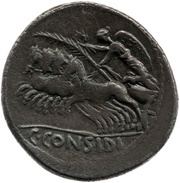 Denarius C. Considius Paetus; PAETI / C•CONSIDI, Rome, 46 BC reverse image