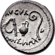 Denarius - Julius Caesar DICT•ITER COS•TERT / AVGVR PONT•MAX, Rome, 46 BC reverse image