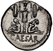 Denarius - Julius Caesar CAESAR; Trophy, Rome, 46 BC - 45 BC reverse image