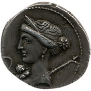 Denarius - Julius Caesar CAESAR; Trophy obverse image