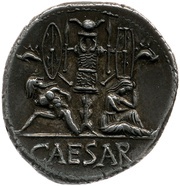 Denarius - Julius Caesar CAESAR; Trophy, Rome, 46 BC - 45 BC reverse image