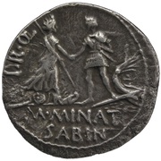 Denarius - Gnaeus Pompeius CN•MAGN IMP / M•MINAT SABI PR•Q, Rome, 46 BC - 45 BC reverse image