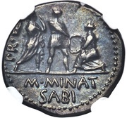 Denarius - Gnaeus Pompeius CN•MAGN IMP / M•MINAT SABI PR•Q, Rome, 46 BC - 45 BC reverse image