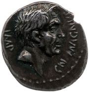 Denarius - Gnaeus Pompeius CN•MAGNVS IMP / M•MINAT SABIN PR•Q obverse image