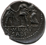 Denarius - Gnaeus Pompeius CN•MAGNVS IMP / M•MINAT SABIN PR•Q, Rome, 46 BC - 45 BC reverse image