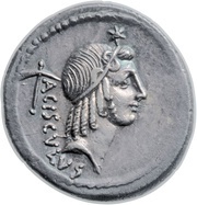 Denarius Valeria: Lucius Valerius Acisculus; ACISCVLVS / L•VALERIVS obverse image