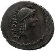 Denarius Valeria: Lucius Valerius Acisculus; ACISCVLVS / L•VALERIVS obverse image