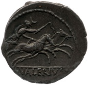 Denarius Valeria: Lucius Valerius Acisculus; ACISCVLVS / L•VALERIVS, Rome, 45 BC reverse image