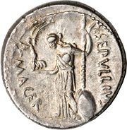 Denarius - Julius Caesar CAESAR DICT•PERPETVO / P•SEPVLLIVS MACER, Rome, 44 BC reverse image