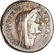 Denarius - Julius Caesar CAESAR DICT•PERPETVO / C•MARIDIANVS obverse image