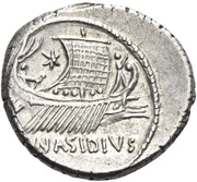 Denarius - Sextus Pompeius NEPTVNI / Q•NASIDIVS; Massilia, Rome, 44 BC - 43 BC reverse image