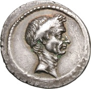 Denarius - Julius Caesar L•FLAMINIVS IIII•VIR obverse image