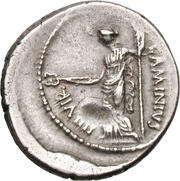 Denarius - Julius Caesar L•FLAMINIVS IIII•VIR, Rome, 43 BC reverse image