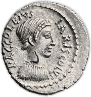 Denarius Accoleia: Publius Accoleius Lariscolus; P•ACCOLEIVS LARISCOLVS obverse image