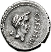 Denarius - Mark Antony M•ANTON•IMP R•P•C / CAESAR•DIC, Rome, 43 BC reverse image