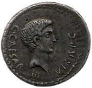 Denarius - Octavian C•CAESAR•III•VIR•R•P•C / S•C obverse image