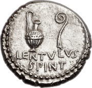 Denarius - Brutus BRVTVS / LENTVLVS SPINT, Rome, 43 BC - 42 BC reverse image