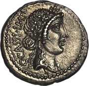 Denarius - Cassius C•CASSI•IMP / M•SERVILIVS LEG obverse image