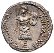 Denarius - Cassius M•SERVILIVS LEG / Q•CAEPIO BRVTVS•IMP, Rome, 43 BC - 42 BC reverse image