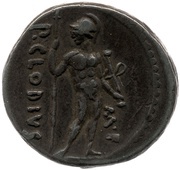 Denarius Clodia: Publius Clodius; IMP• CAESAR / P•CLODIVS M•F, Rome, 42 BC reverse image