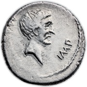 Denarius - Mark Antony M•ANTONI IMP / III VIR R•P•C obverse image