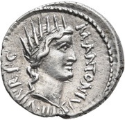 Denarius - Mark Antony IMP / M•ANTONIVS•III•VIR•R•P•C, Rome, 42 BC reverse image
