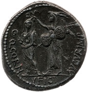 Denarius Q. Cornuficius; Q•CORNVFICI•AVGVR•IMP, Rome, 42 BC reverse image