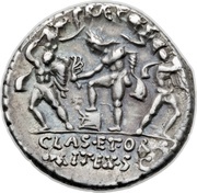 Denarius - Sextus Pompeius PRÆF•CLAS•ET•ORÆ•MARIT•EX•S•C; Catanean brothers, Rome, 42 BC - 40 BC reverse image