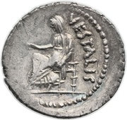 Denarius Clodia: Gaius Clodius Vestalis; C•CLODIVS C•F / VESTALIS, Rome, 41 BC reverse image